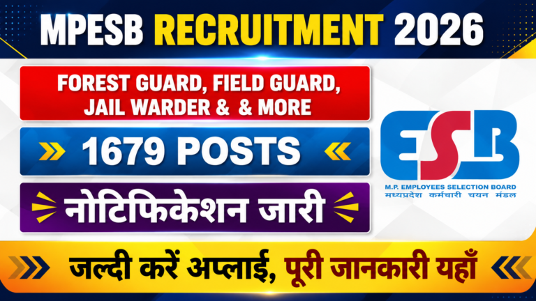 MPESB Recruitment 2026: मध्य प्रदेश में सरकारी नौकरी का सुनहरा अवसर, जानें पात्रता, आयु सीमा, चयन प्रक्रिया और पूरी जानकारी