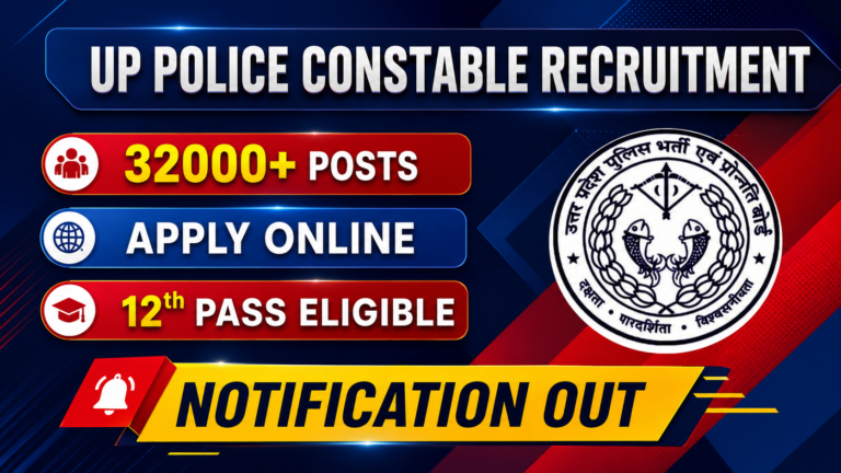 UP Police Constable Recruitment 2026: यूपी पुलिस कांस्टेबल भर्ती 2026 की पूरी जानकारी, पात्रता, आयु सीमा, सैलरी और आवेदन प्रक्रिया