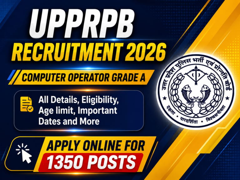 UPPRPB Computer Operator Grade A Recruitment 2026: कंप्यूटर ऑपरेटर ग्रेड A भर्ती 2026 की पूरी जानकारी, पात्रता, आयु सीमा, सैलरी और आवेदन प्रक्रिया