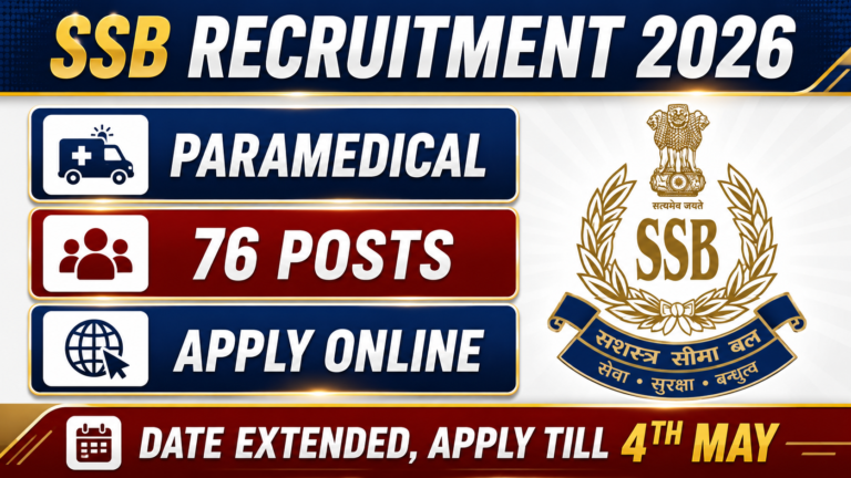 SSB Paramedical Recruitment 2026: 76 पदों पर भर्ती, आवेदन प्रक्रिया, योग्यता और पूरी जानकारी