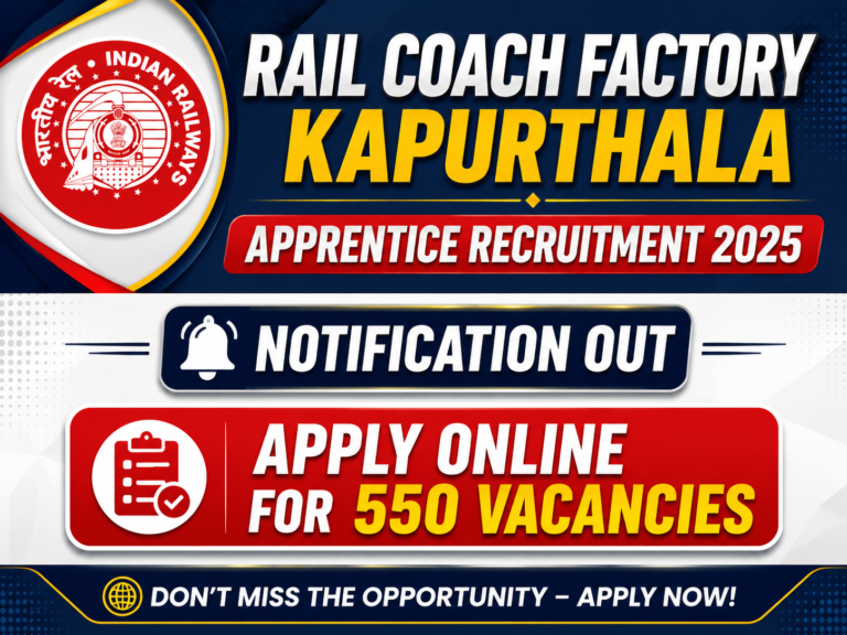 Railway RCF Apprentice Recruitment 2025: रेलवे RCF अप्रेंटिस भर्ती 2025 की पूरी जानकारी