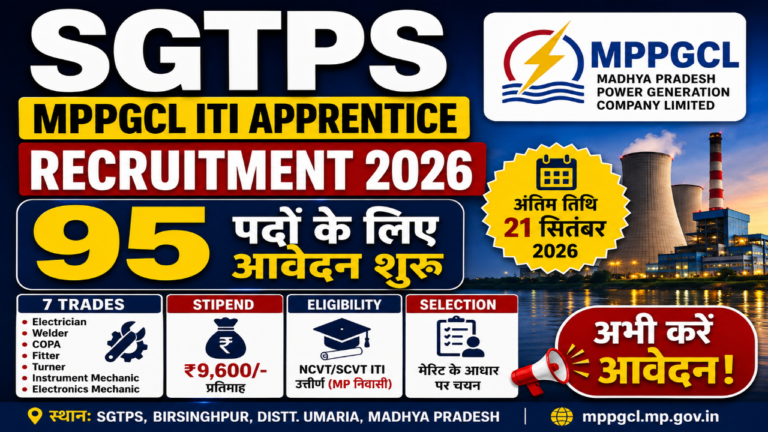 SGTPS MPPGCL ITI Apprentice Recruitment 2026: 95 पदों के लिए ऑनलाइन आवेदन शुरू