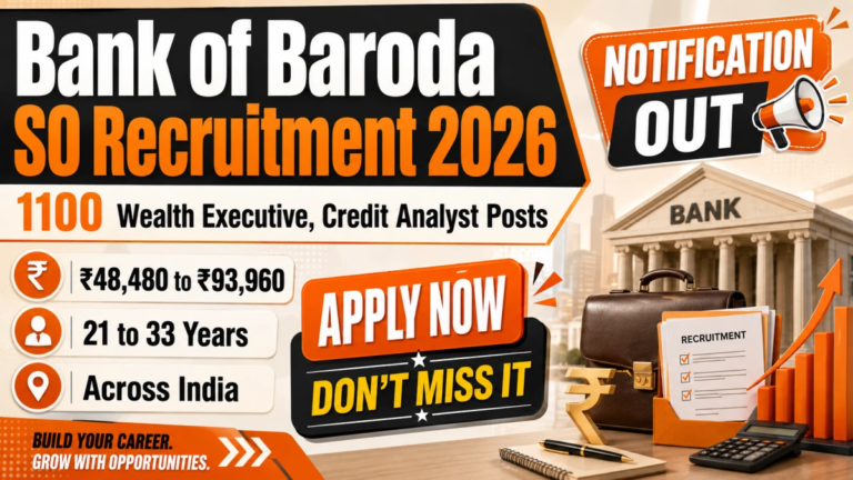 Bank of Baroda SO Recruitment 2026: 1100 Specialist Officer Posts के लिए Online Apply करें